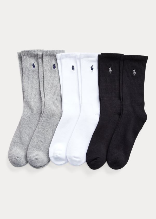 Ralph Lauren Polstrované Crew Sock 6-Pack Šedé Viacfarebný | cVpiybXj