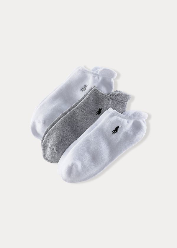 Ralph Lauren Polstrované Heel Low Sock 3-Pack Šedé Bílé | iS0INSuI