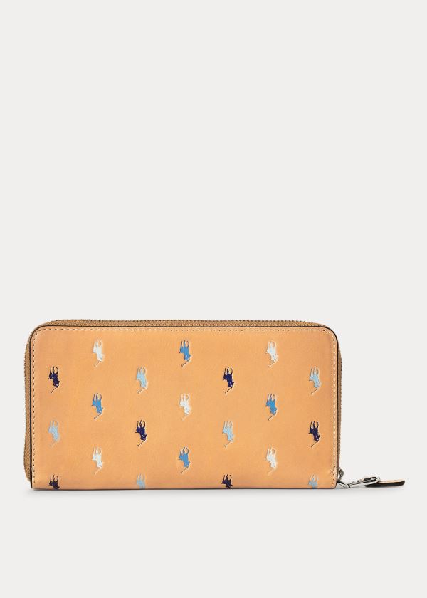 Ralph Lauren Pony Læder Zip Wallet Hnědožlutý Viacfarebný | 1YGbJ2Vc
