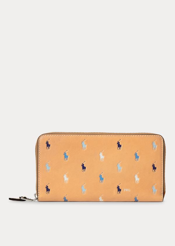 Ralph Lauren Pony Læder Zip Wallet Hnědožlutý Viacfarebný | 1YGbJ2Vc