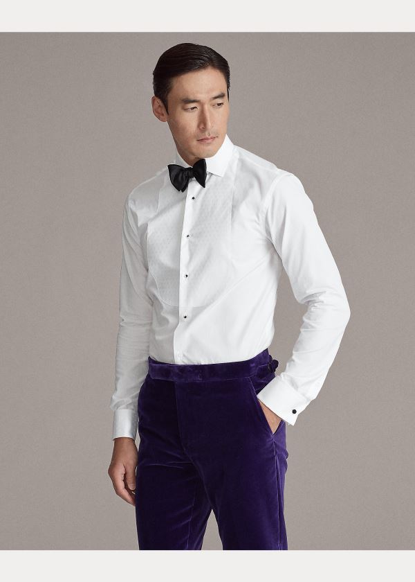 Ralph Lauren Poplin Tuxedo Shirt Bílé | mQfCebsd