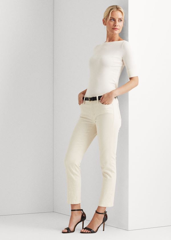 Ralph Lauren Premier Straight Ankle Jean Krém Blankyt Světle Modré | FScVI00N