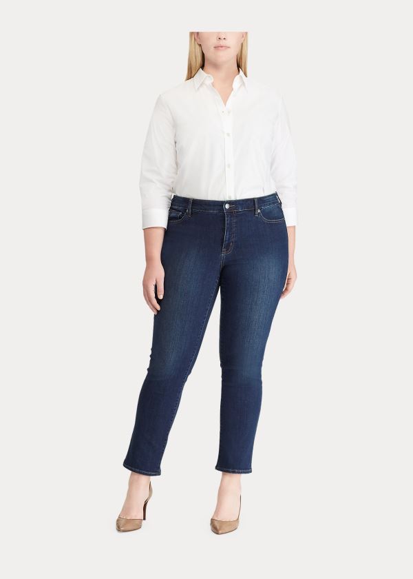 Ralph Lauren Premier Straight Curvy Jean Tmavě Blankyt Blankyt Světle Modré | VdlSbgFN