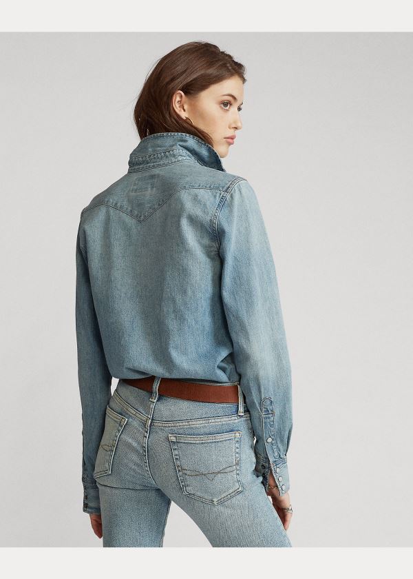 Ralph Lauren Premium Denim Western Shirt Indigo | Vhp3jeIn