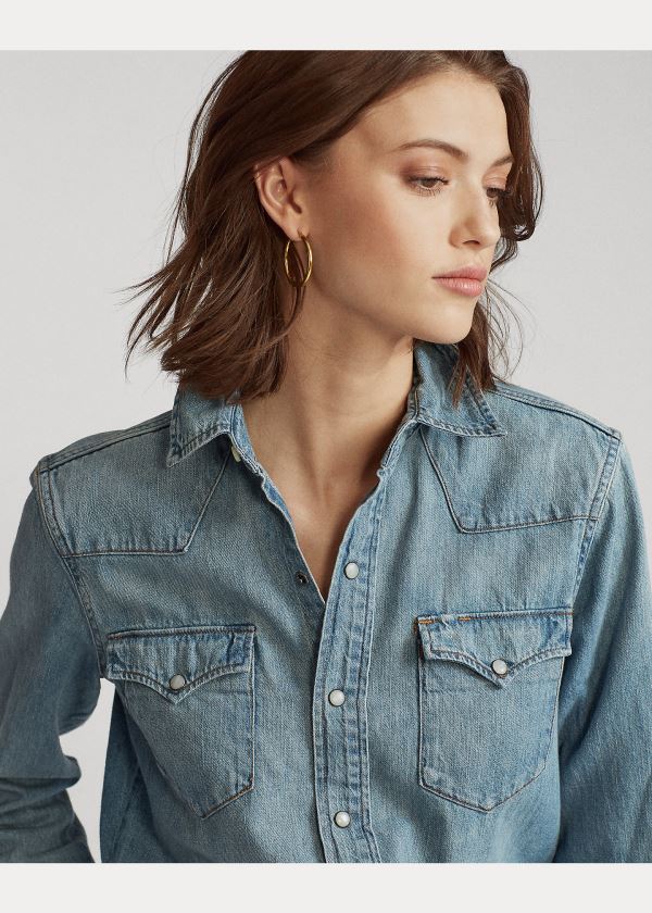 Ralph Lauren Premium Denim Western Shirt Indigo | Vhp3jeIn