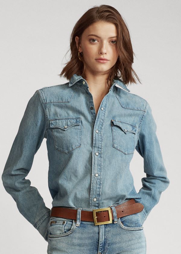 Ralph Lauren Premium Denim Western Shirt Indigo | Vhp3jeIn