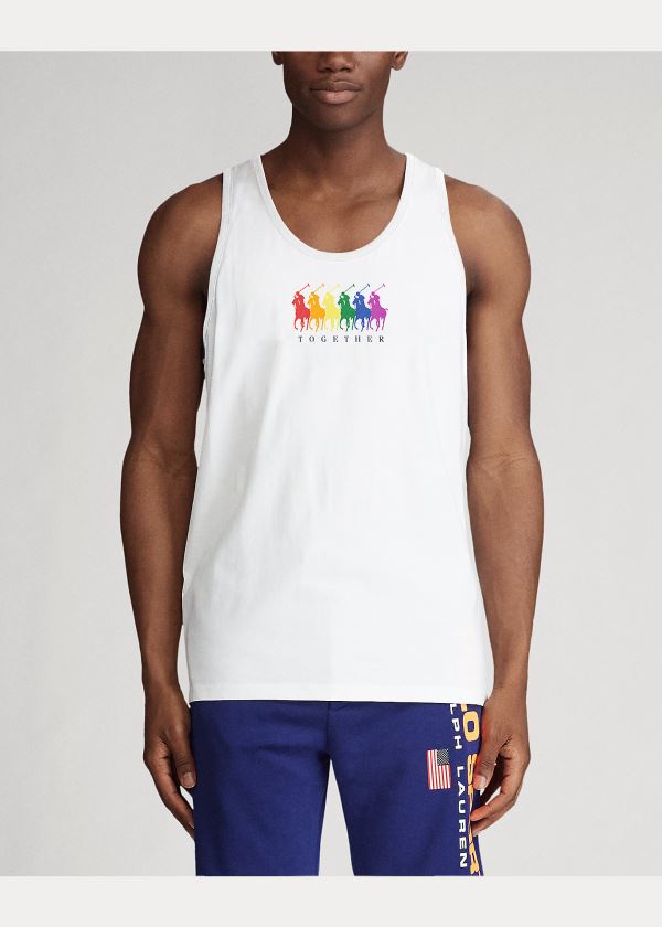 Ralph Lauren Pride Bavlněné Graphic Tank Top Bílé | 4Itquu7P