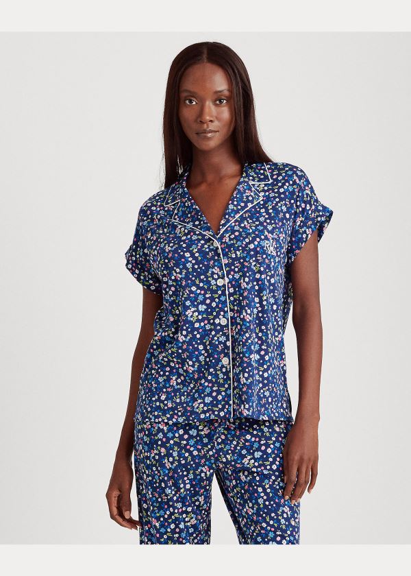 Ralph Lauren Print Bavlněné Capri Sleep Set Tmavě Blankyt Viacfarebný | HO5DAuge