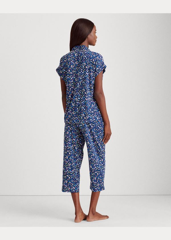 Ralph Lauren Print Bavlněné Capri Sleep Set Tmavě Blankyt Viacfarebný | HO5DAuge