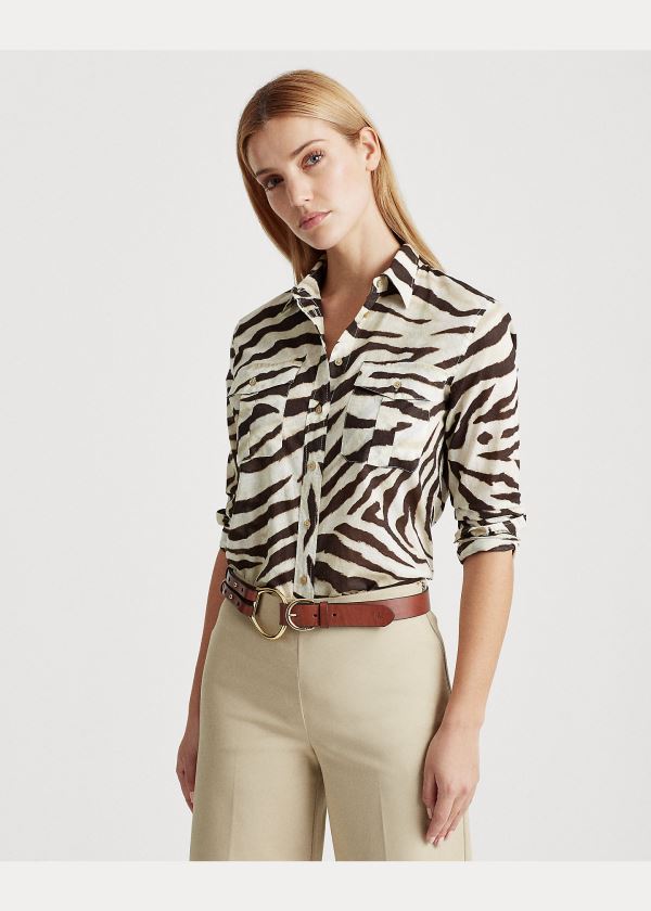 Ralph Lauren Print Bavlněné Shirt Tmavě Hnědé Viacfarebný | DqPM0Dgs