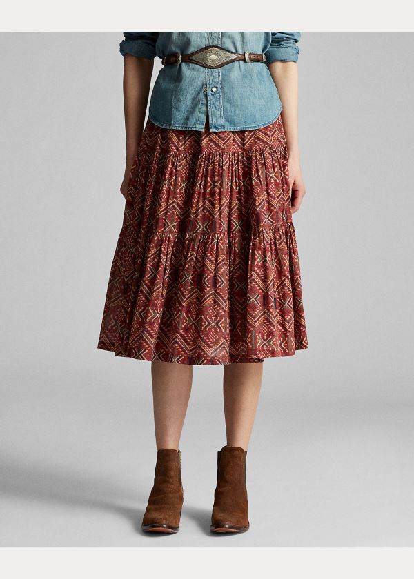 Ralph Lauren Print Bavlněné Voile Skirt Červené Viacfarebný | ox3cB0FE