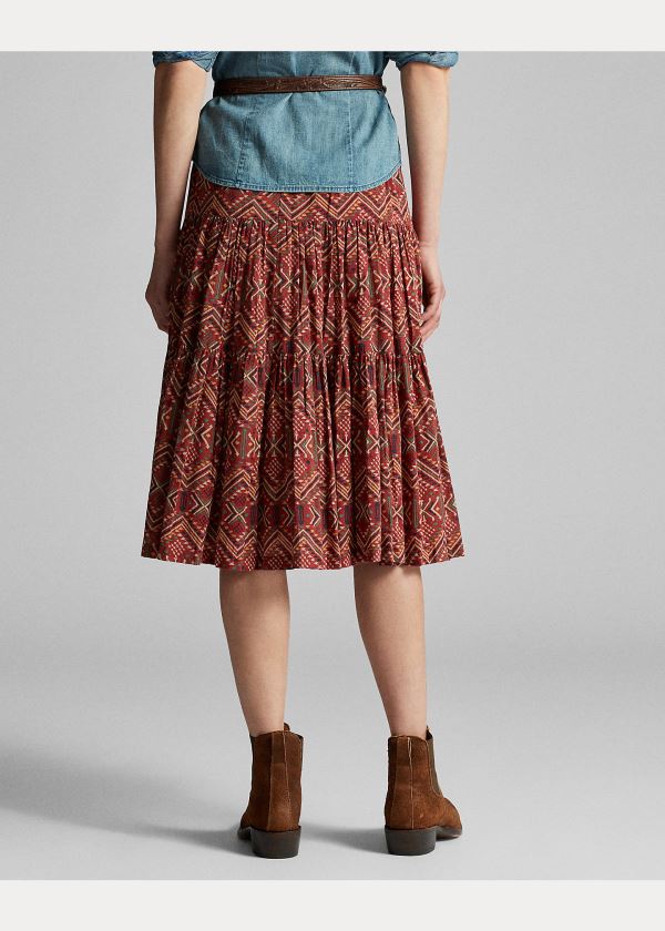 Ralph Lauren Print Bavlněné Voile Skirt Červené Viacfarebný | ox3cB0FE