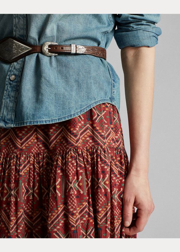 Ralph Lauren Print Bavlněné Voile Skirt Červené Viacfarebný | ox3cB0FE