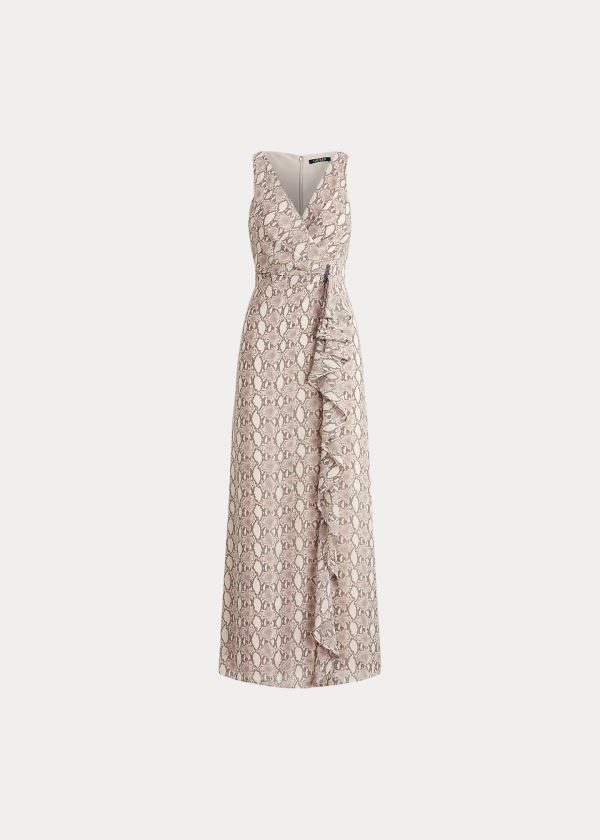 Ralph Lauren Print Georgette Gown Šedé Hnědé Viacfarebný | q9t9881N