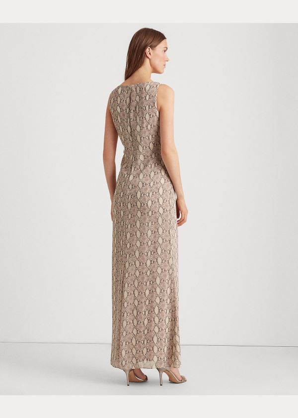 Ralph Lauren Print Georgette Gown Šedé Hnědé Viacfarebný | q9t9881N