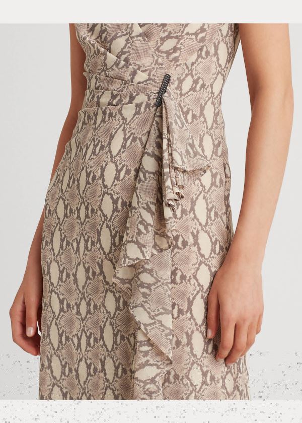 Ralph Lauren Print Georgette Gown Šedé Hnědé Viacfarebný | q9t9881N