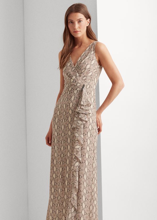 Ralph Lauren Print Georgette Gown Šedé Hnědé Viacfarebný | q9t9881N