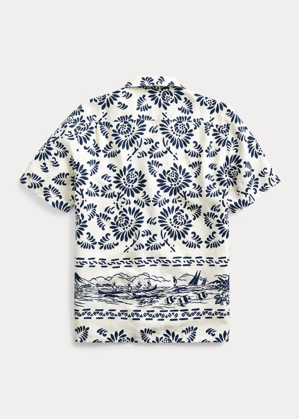 Ralph Lauren Print Linen Camp Shirt Krém Blankyt | JZFg6rFO