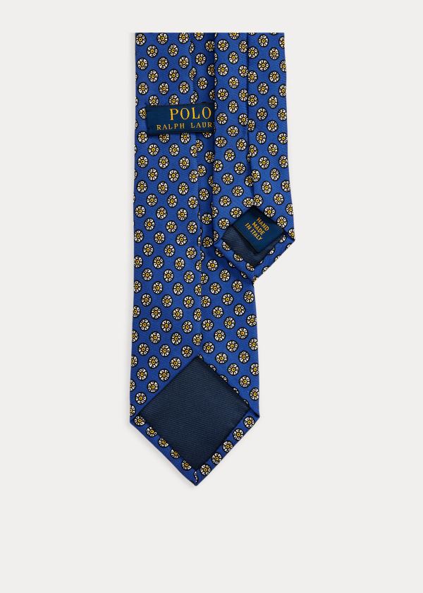 Ralph Lauren Print Silk Narrow Tie Královská Modrá Blankyt | QPau1XFr