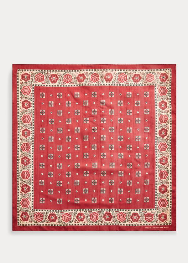 Ralph Lauren Print Silk Scarf Červené Krém Viacfarebný | G4FUgeHT