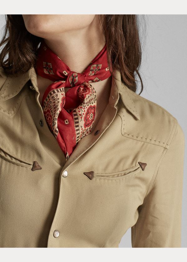 Ralph Lauren Print Silk Scarf Červené Krém Viacfarebný | G4FUgeHT