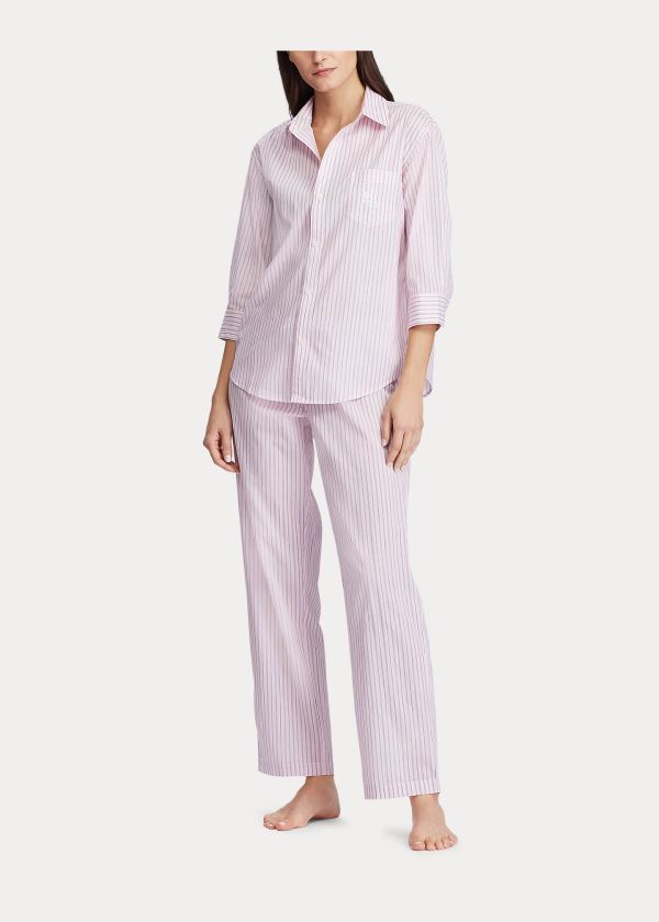 Ralph Lauren Print Sleep Set Růžové Tmavě Blankyt Proužek | yaBgJCI2