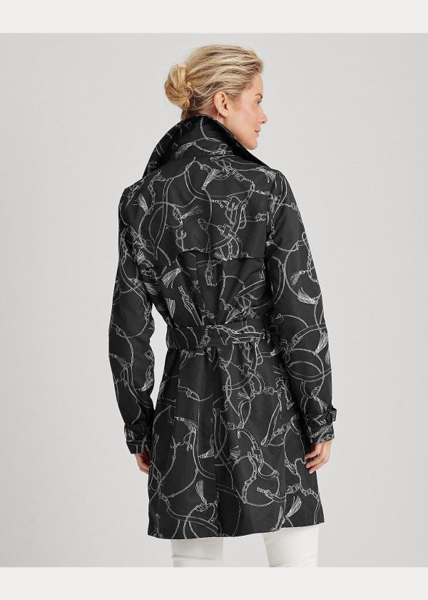 Ralph Lauren Print Taffeta Trench Coat Černé Bílé | 28qz40OX