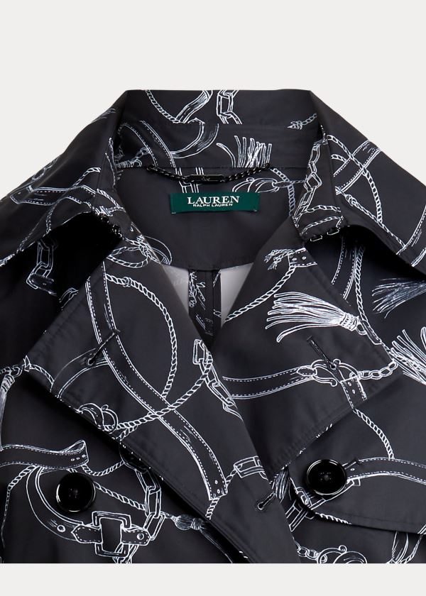 Ralph Lauren Print Taffeta Trench Coat Černé Bílé | 28qz40OX