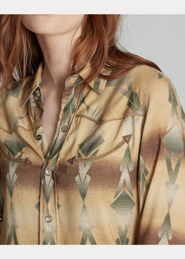 Ralph Lauren Print Western Shirt Hnědé Zelene | rKmLRx61