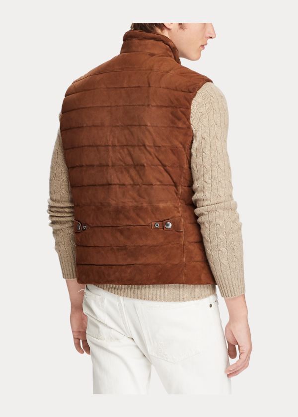 Ralph Lauren Quilted Semišové Vest Hnědé | tR5CG9vp