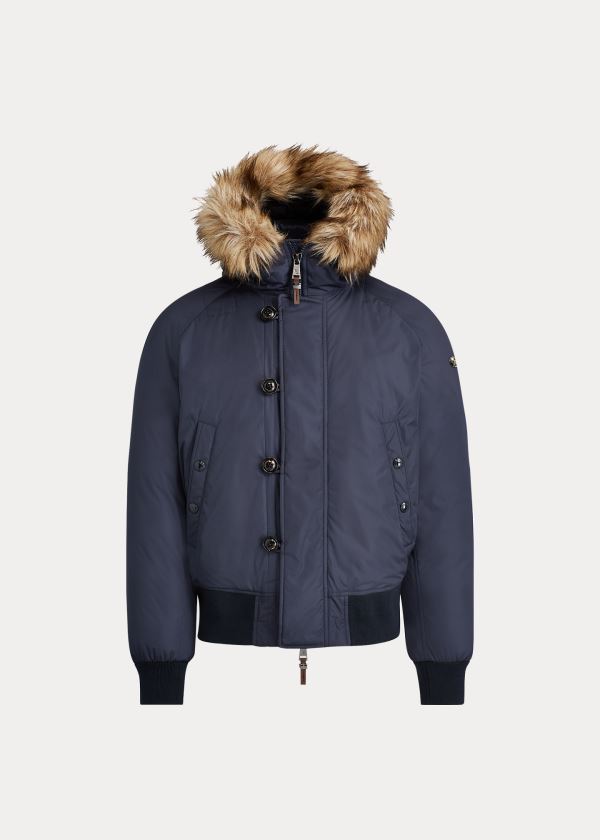Ralph Lauren RLX Faux Fur-Trim Down Jacket Tmavě Blankyt | 78FZoX23