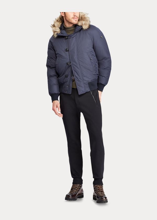 Ralph Lauren RLX Faux Fur-Trim Down Jacket Tmavě Blankyt | 78FZoX23