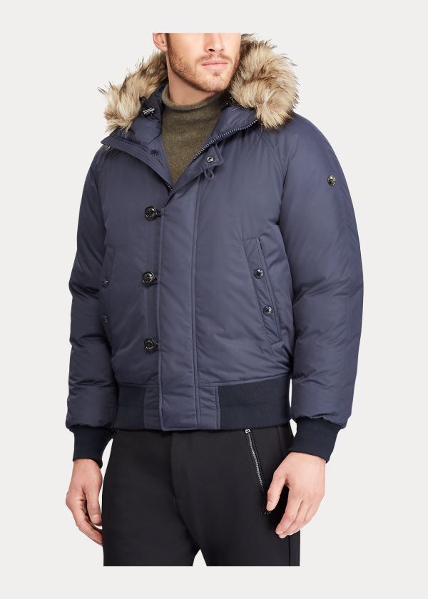 Ralph Lauren RLX Faux Fur-Trim Down Jacket Tmavě Blankyt | 78FZoX23