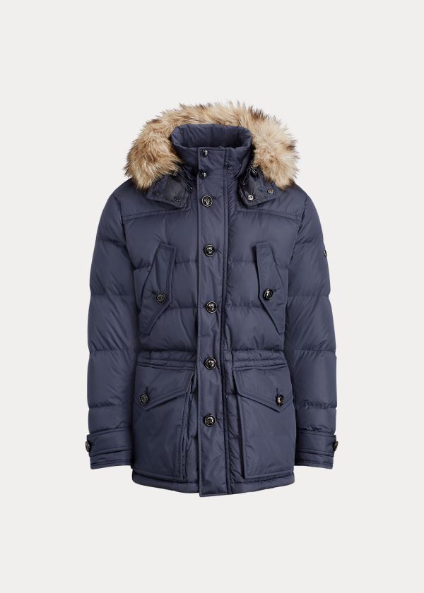 Ralph Lauren RLX Faux-Fur-Trim Down Parka Tmavě Blankyt | nLTcsfOR