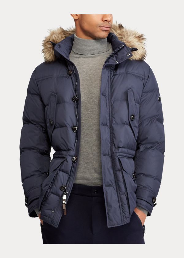 Ralph Lauren RLX Faux-Fur-Trim Down Parka Tmavě Blankyt | nLTcsfOR