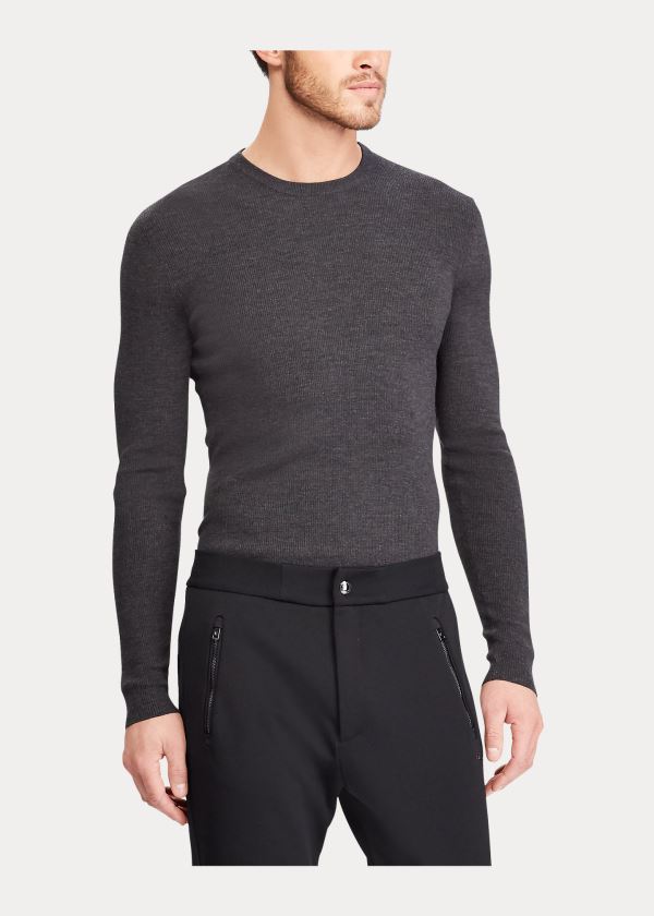 Ralph Lauren RLX Slim Ribbed Merino Svetrové Šedé | G8yIoCur