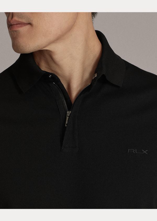Ralph Lauren RLX Zip-Placket Stretch Polo Černé | zk4HrrG4