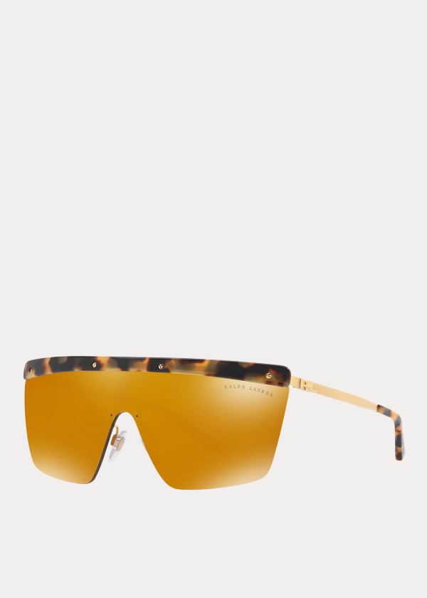 Ralph Lauren RL Hinge Shield Sunglasses Leopard Zlaté | 6lV89tk4