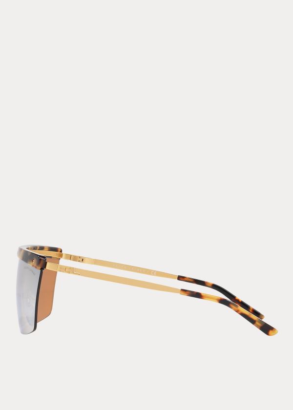 Ralph Lauren RL Hinge Shield Sunglasses Leopard Zlaté | 6lV89tk4