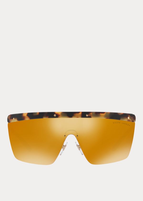 Ralph Lauren RL Hinge Shield Sunglasses Leopard Zlaté | 6lV89tk4