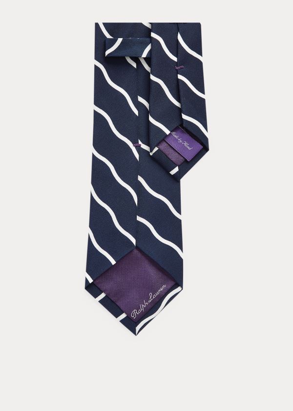 Ralph Lauren RL Waves Silk Tie Tmavě Blankyt | 6df7hfiu