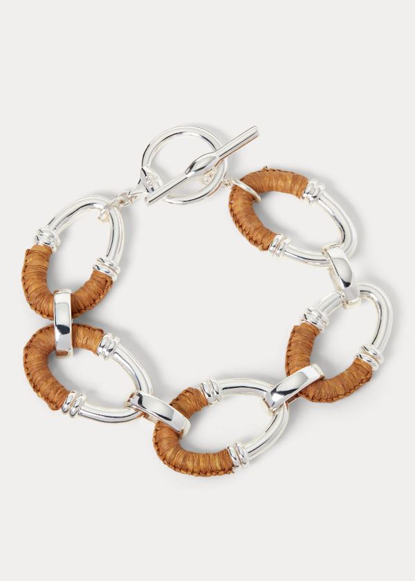 Ralph Lauren Raffia Link Bracelet Stříbrné | DI8D70k5
