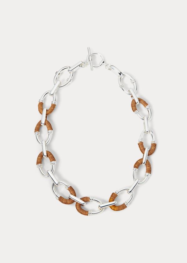 Ralph Lauren Raffia Link Necklace Stříbrné | u8CYAMt7