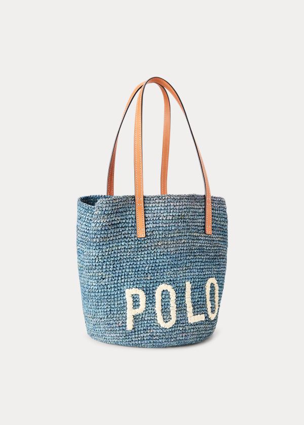 Ralph Lauren Raffia Medium Tote Bag Světle Blankyt | l6GNliM1