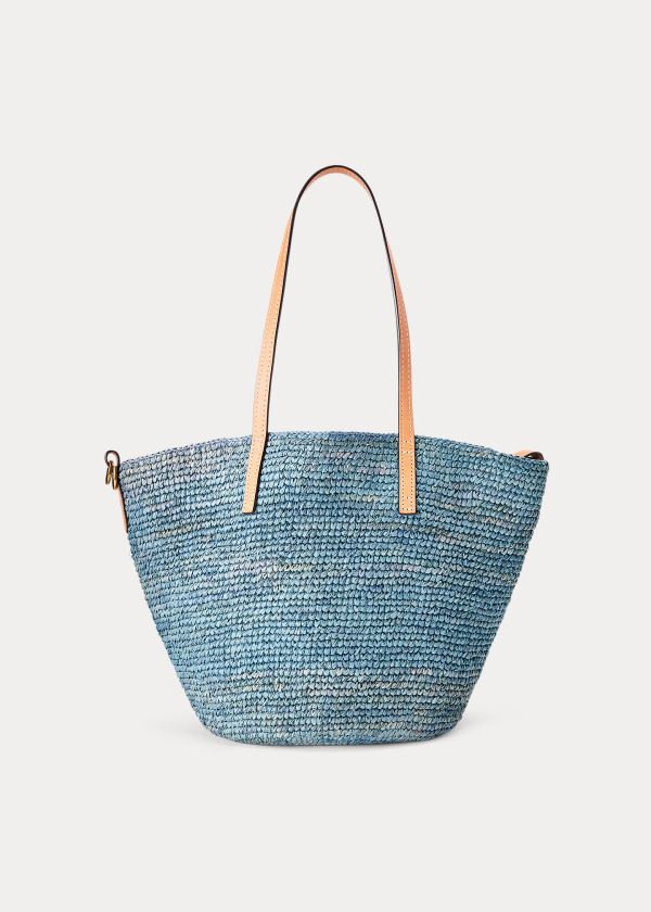 Ralph Lauren Raffia Medium Tote Bag Světle Blankyt | l6GNliM1