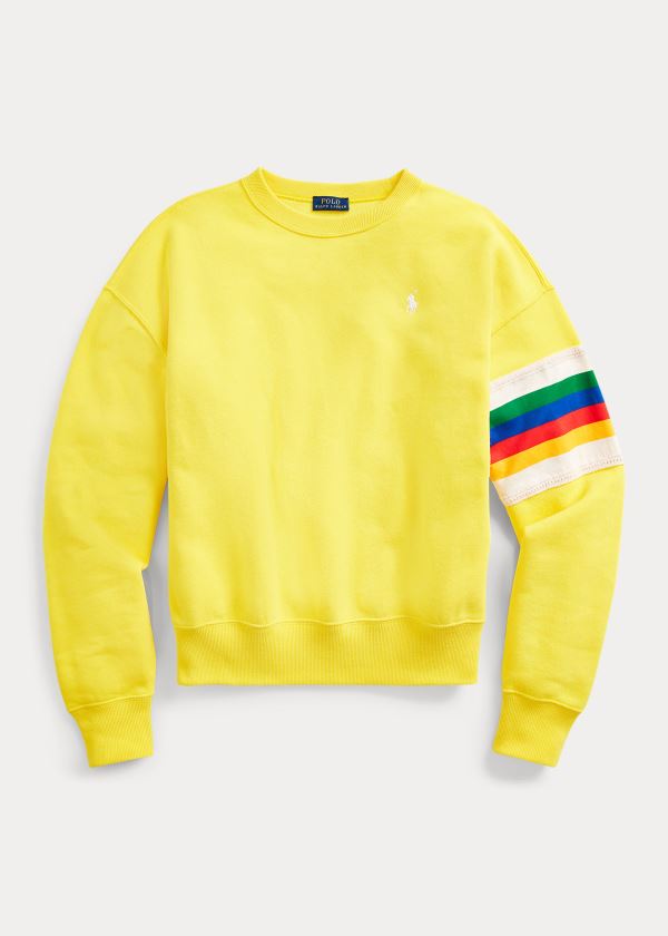 Ralph Lauren Rainbow-Trim Fleece Sweatshirt Citrón | L59FH2vv