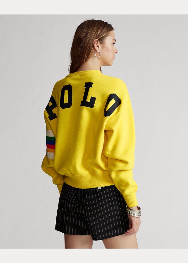 Ralph Lauren Rainbow-Trim Fleece Sweatshirt Citrón | L59FH2vv
