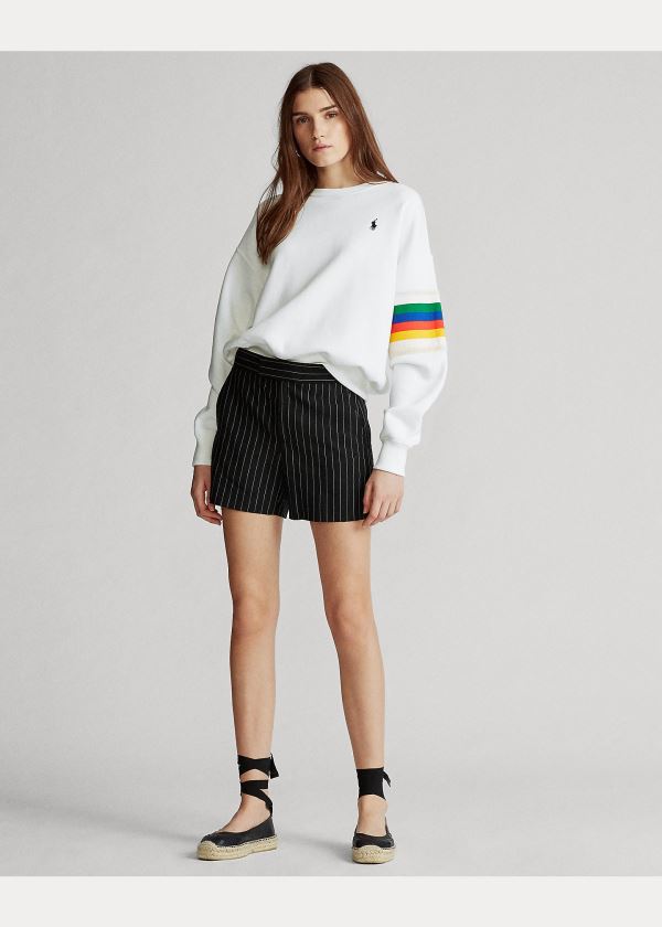 Ralph Lauren Rainbow-Trim Fleece Sweatshirt Bílé | PGvEYXRV