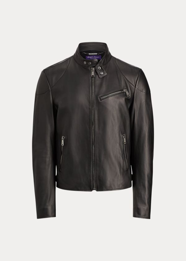 Ralph Lauren Randall Lambskin Cyklistické Jacket Černé | NSAfppZq