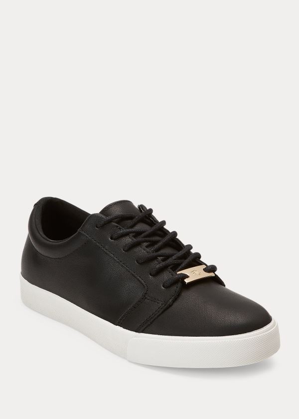 Ralph Lauren Reaba Læder Sneakers Černé | 6q0UC3nC